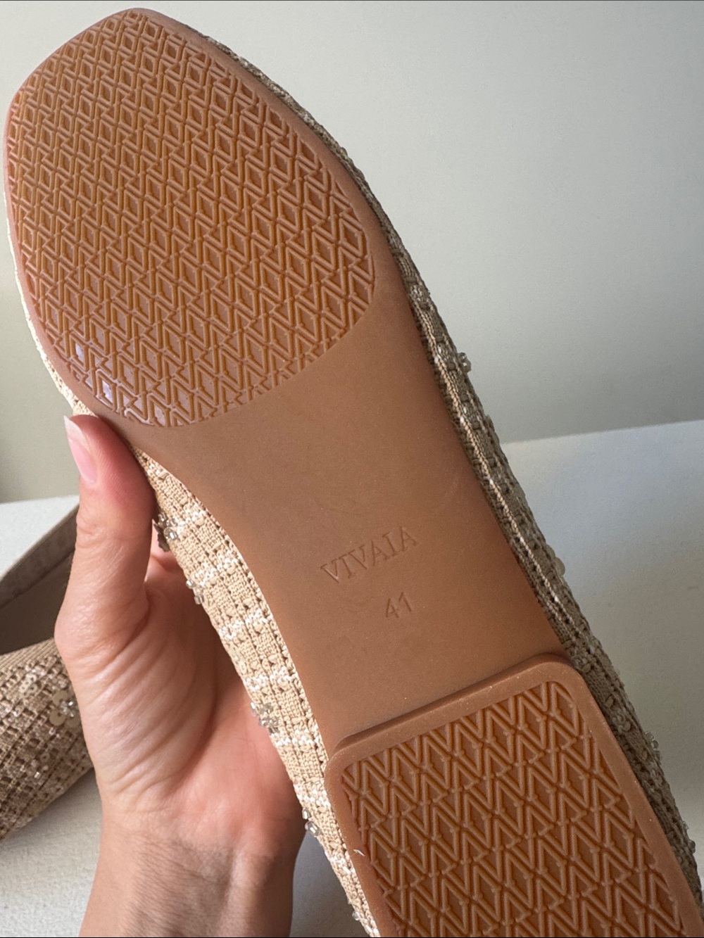 NWOB VIVAIA Margot 2.0 Tan Woven Flats Comfortable Knit Ballet Sequin - Picture 10 of 10